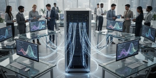 Onde o modelo cliente-servidor aparece na empresa?
